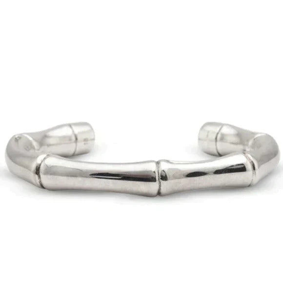Gucci Sterling Silver High Bamboo Open Bracelet